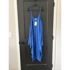 NWT Elan Blue Oversized Maxi Cover Up Dress Spaghetti Strap Boho Beach Size XL